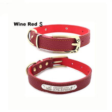 Load image into Gallery viewer, Customizable Genuine Leather Dog Collars For Small Pets