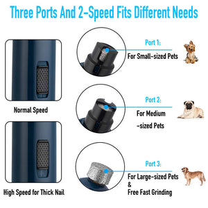 Upgraded Dog Nail Grinder - 2-Speed, Rechargeable & Painless for All Pet Sizes