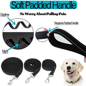 Long Reflective Dog Training Lead with Padded Handle